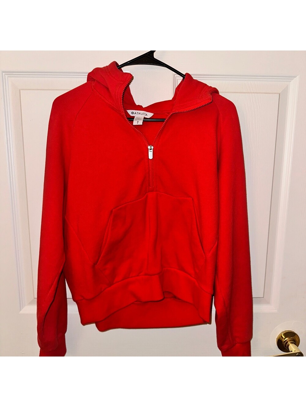 Athleta Red Half-Zip Hoodie Sweatshirt Size Small